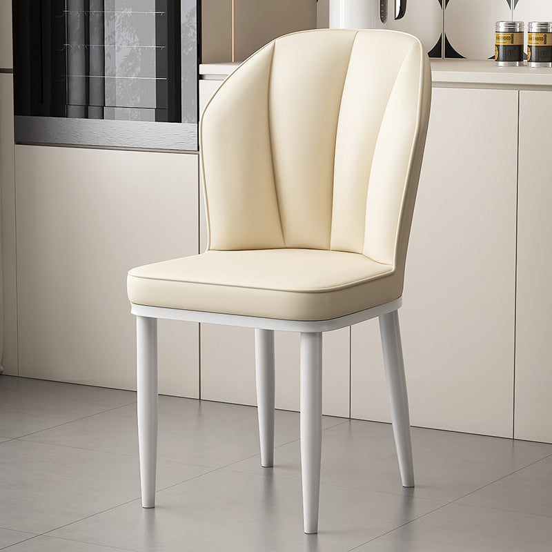 Modern Minimalist Square Metal Faux Nappa Leather Dining Chair Backrest Armless for Dining Room & Kitchen