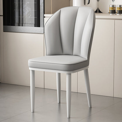 Modern Minimalist Square Metal Faux Nappa Leather Dining Chair Backrest Armless for Dining Room & Kitchen