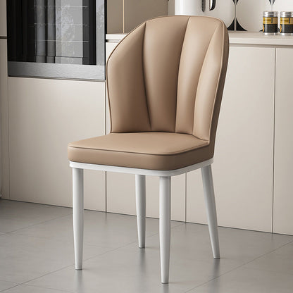 Modern Minimalist Square Metal Faux Nappa Leather Dining Chair Backrest Armless for Dining Room & Kitchen