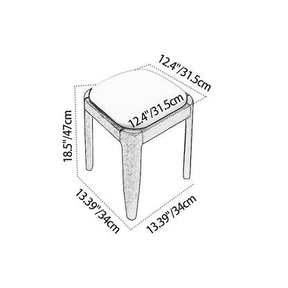Modern Minimalist Square Rectangular Rubberwood Cat Scratch Leather Low Stool For Living Room