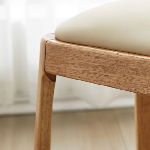 Modern Minimalist Square Rectangular Rubberwood Cat Scratch Leather Low Stool For Living Room