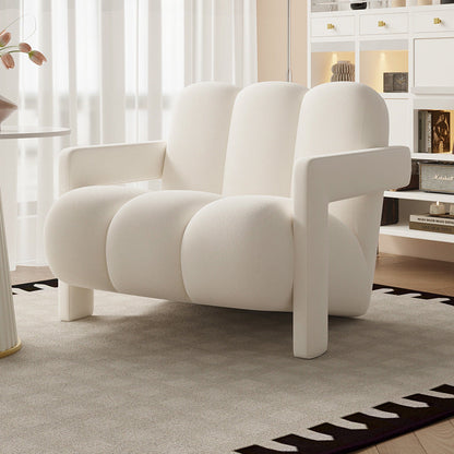 Modern Minimalist Square Rectangular Suede Velvet Stone Slab Faux Leather Solid Wood Accent Chair & Table Set For Living Room