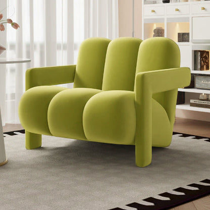 Modern Minimalist Square Rectangular Suede Velvet Stone Slab Faux Leather Solid Wood Accent Chair & Table Set For Living Room