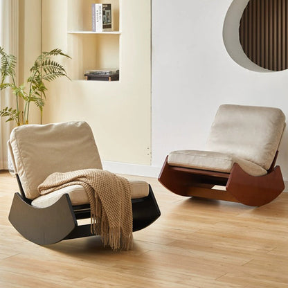 Modern Minimalist Square Rectangular Pine Wood Corduroy Removable Rocking Chair Backrest Armless For Living Room