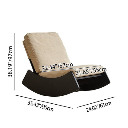Modern Minimalist Square Rectangular Pine Wood Corduroy Removable Rocking Chair Backrest Armless For Living Room