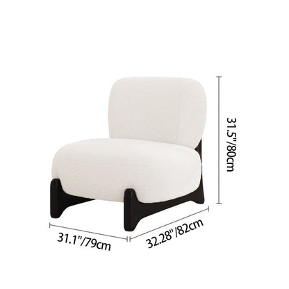Contemporary Nordic Square Rectangular Solid Wood Sherpa Fleece Velvet Removable Accent Chair Backrest Armless For Living Room