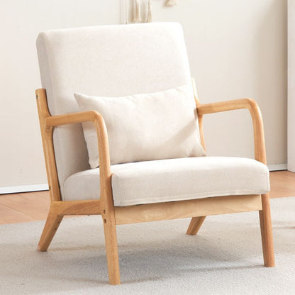 Contemporary Nordic Square Rectangular Rubberwood Cotton-linen Sofa & Table Set For Living Room