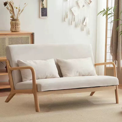 Contemporary Nordic Square Rectangular Rubberwood Cotton-linen Sofa & Table Set For Living Room