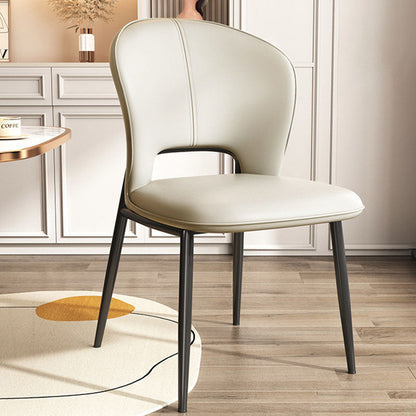 Modern Luxury Square Rectangular Cat Scratch Leather Steel Pipe Dining Chair Backrest Armless For Dining Room & Kitchen