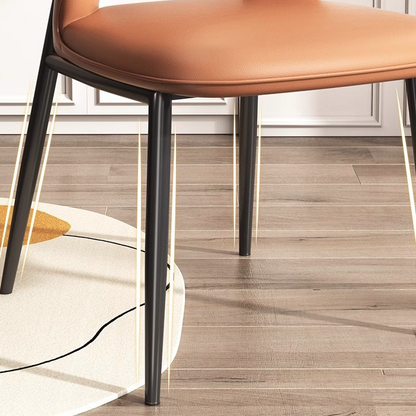 Modern Luxury Square Rectangular Cat Scratch Leather Steel Pipe Dining Chair Backrest Armless For Dining Room & Kitchen