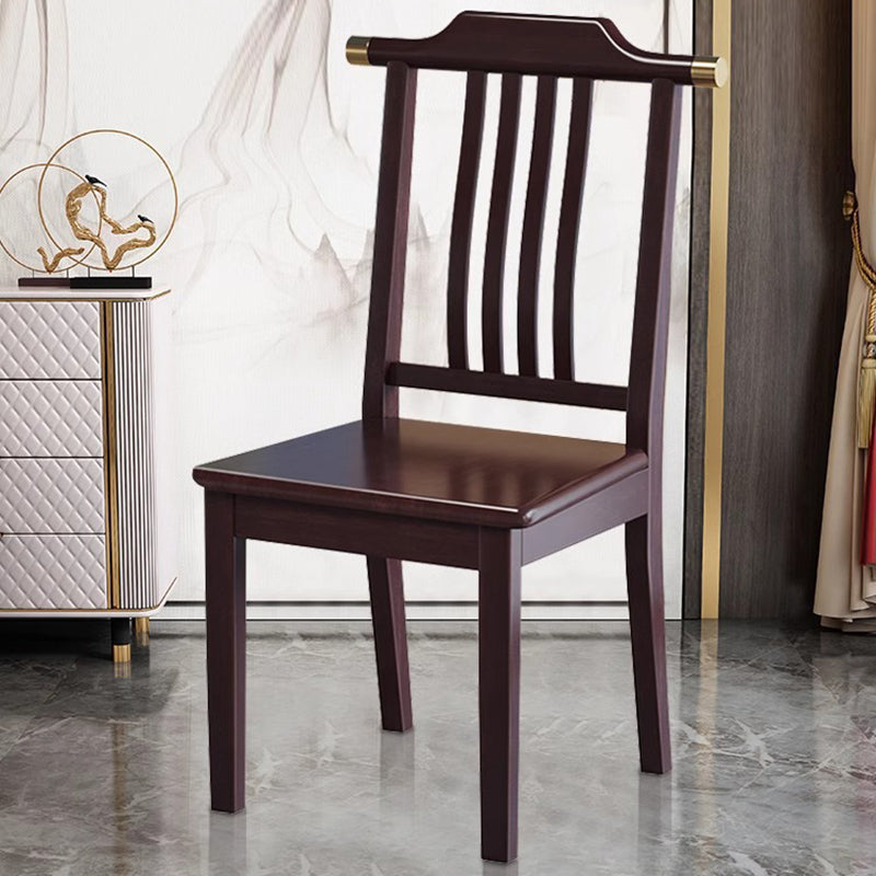 Traditional Chinese Square Rectangular Solid Wood Dining Chair Backrest Armless For Dining Room & Kitchen