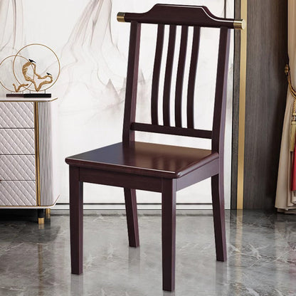 Traditional Chinese Square Rectangular Solid Wood Dining Chair Backrest Armless For Dining Room & Kitchen