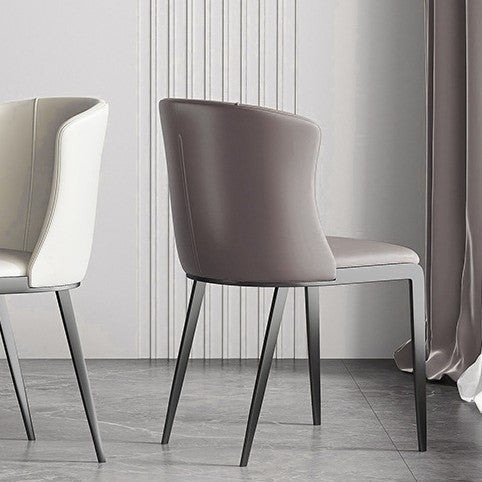 Contemporary Nordic Square Rectangular Cat Scratch Leather Steel Pipe Dining Chair Backrest Armless For Dining Room & Kitchen