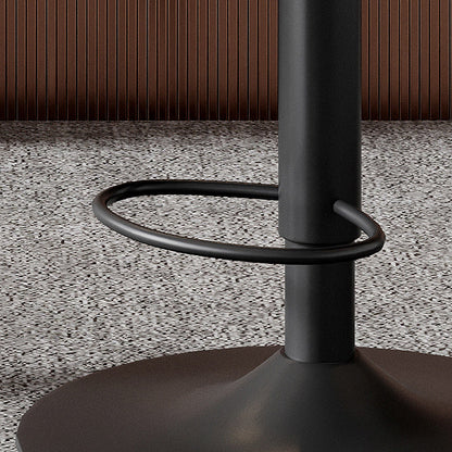 Modern Minimalist Round Curved Solid Wood Plywood Faux Nappa Leather Carbon Steel Swivel Height-adjustable Bar Stool Backrest Armless For Dining Room & Kitchen