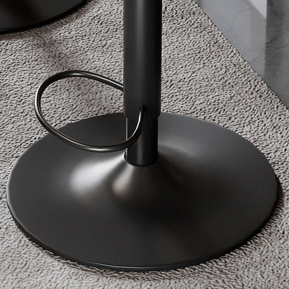 Modern Minimalist Round Curved Solid Wood Plywood Faux Nappa Leather Carbon Steel Swivel Height-adjustable Bar Stool Backrest Armless For Dining Room & Kitchen