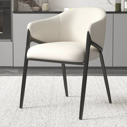 Modern Minimalist Square Nappa Leather Iron Solid Wood Plywood Dining Chair Backrest Armrest For Dining Room & Kitchen