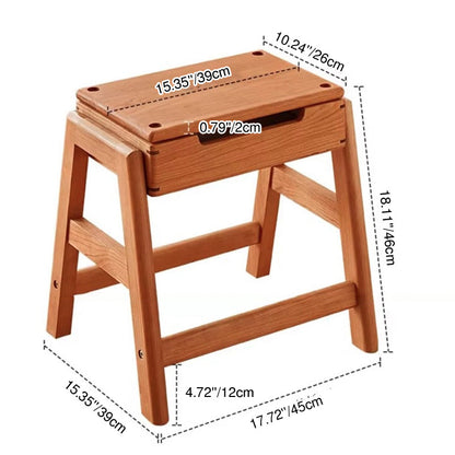 Modern Minimalist Square Rectangular Cherry Wood Storage Stackable Low Stool For Living Room