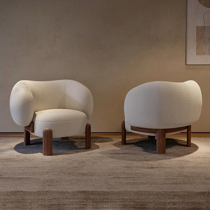 Modern Minimalist Square Rectangular Solid Wood Plywood Ash Wood Sherpa Fleece Accent Chair Backrest Armless For Living Room