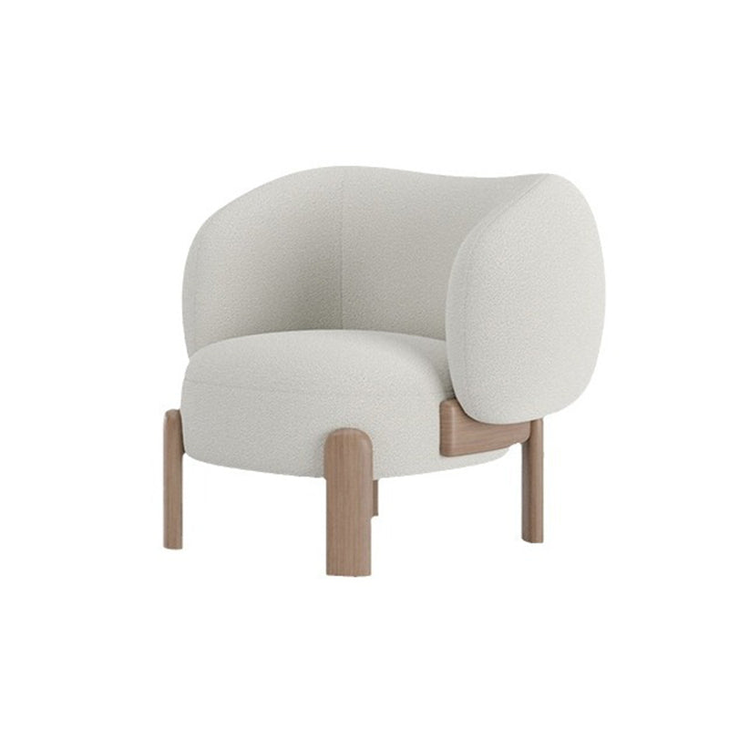 Modern Minimalist Square Rectangular Solid Wood Plywood Ash Wood Sherpa Fleece Accent Chair Backrest Armless For Living Room