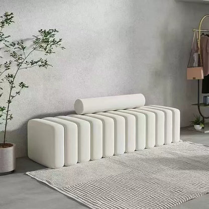 Modern Luxury Rectangular Pine Wood Cat Scratch Leather Velvet Bench For Living Room