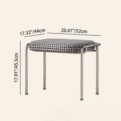Contemporary Nordic Square Rectangular Velvet Cotton-linen Stainless Steel Solid Wood Plywood Low Stool For Living Room