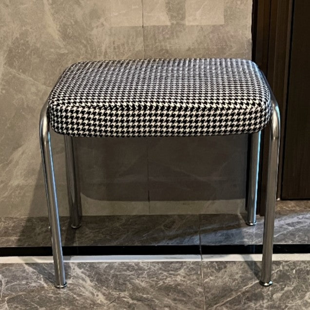 Contemporary Nordic Square Rectangular Velvet Cotton-linen Stainless Steel Solid Wood Plywood Low Stool For Living Room