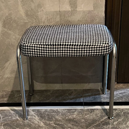 Contemporary Nordic Square Rectangular Velvet Cotton-linen Stainless Steel Solid Wood Plywood Low Stool For Living Room