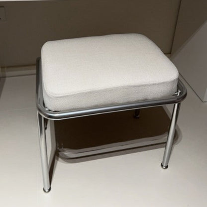 Contemporary Nordic Square Rectangular Velvet Cotton-linen Stainless Steel Solid Wood Plywood Low Stool For Living Room