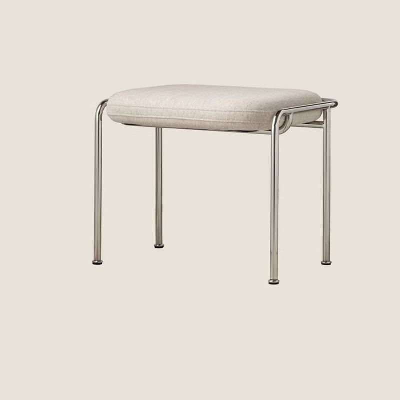 Contemporary Nordic Square Rectangular Velvet Cotton-linen Stainless Steel Solid Wood Plywood Low Stool For Living Room
