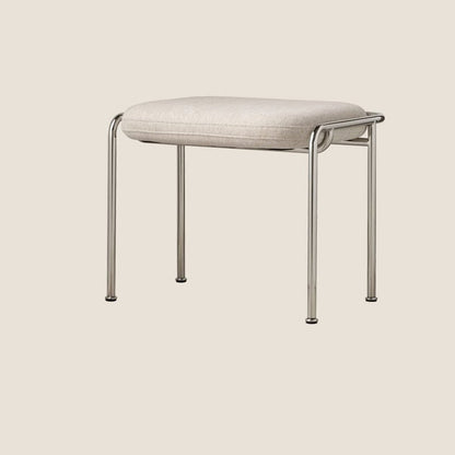 Contemporary Nordic Square Rectangular Velvet Cotton-linen Stainless Steel Solid Wood Plywood Low Stool For Living Room