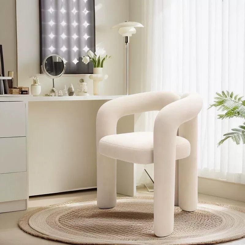Modern Minimalist Square Rectangular Velvet Iron Vanity Stool Backrest Armrest For Bedroom