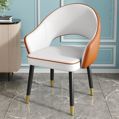 Contemporary Nordic Square Rectangular MDF Faux Leather Iron Dining Chair Backrest Armrest For Dining Room & Kitchen