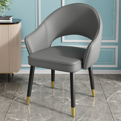 Contemporary Nordic Square Rectangular MDF Faux Leather Iron Dining Chair Backrest Armrest For Dining Room & Kitchen