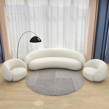 Contemporary Nordic Round Arc-shaped Lamb Fleece Iron Solid Wood Plywood Sofa Backrest Armrest For Living Room