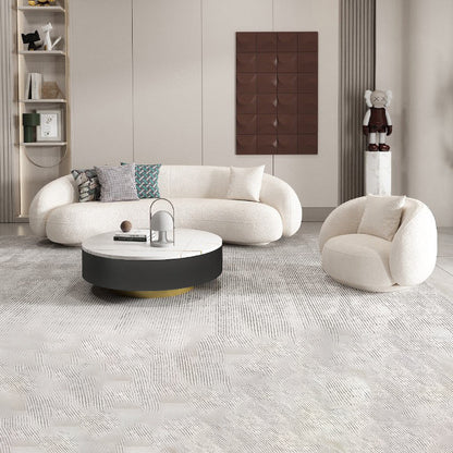 Contemporary Nordic Round Arc-shaped Lamb Fleece Iron Solid Wood Plywood Sofa Backrest Armrest For Living Room