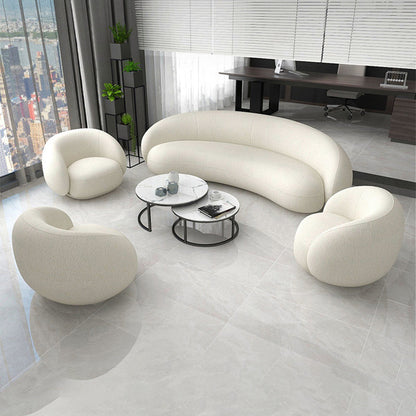 Contemporary Nordic Round Arc-shaped Lamb Fleece Iron Solid Wood Plywood Sofa Backrest Armrest For Living Room