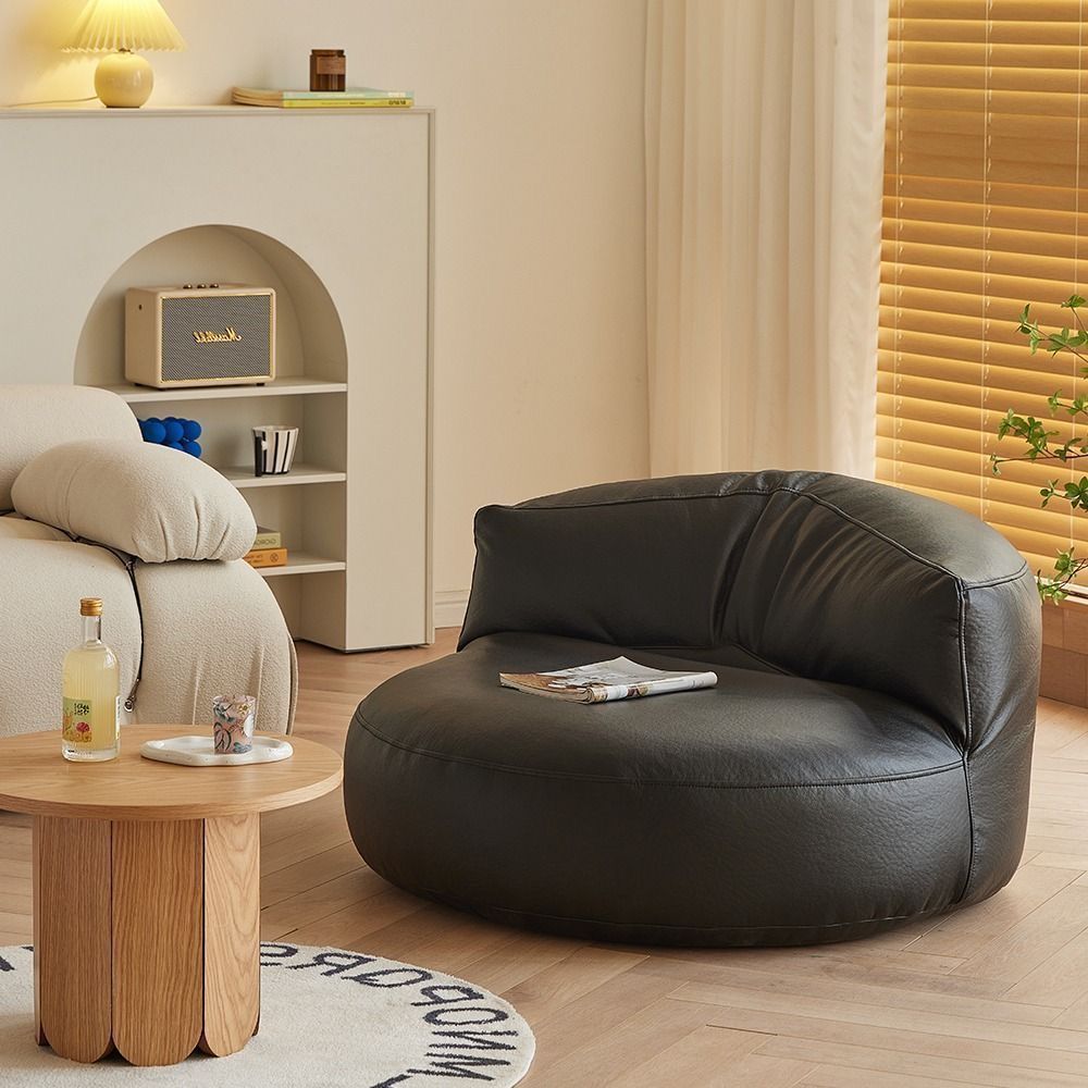 Modern Minimalist Round Microfiber Leather EPS Lazy Sofa Backrest Footrest For Living Room