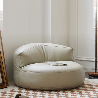 Modern Minimalist Round Microfiber Leather EPS Lazy Sofa Backrest Footrest For Living Room
