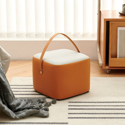 Modern Minimalist Square Solid Wood Plywood Synthetic Fabric Portable Stackable Low Stool For Living Room