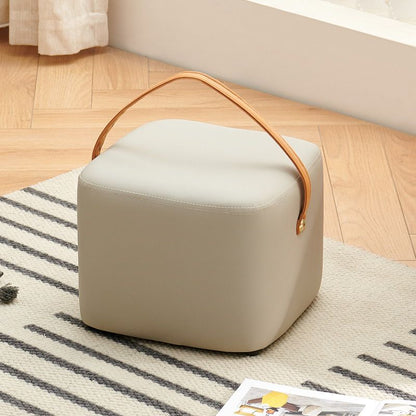 Modern Minimalist Square Solid Wood Plywood Synthetic Fabric Portable Stackable Low Stool For Living Room