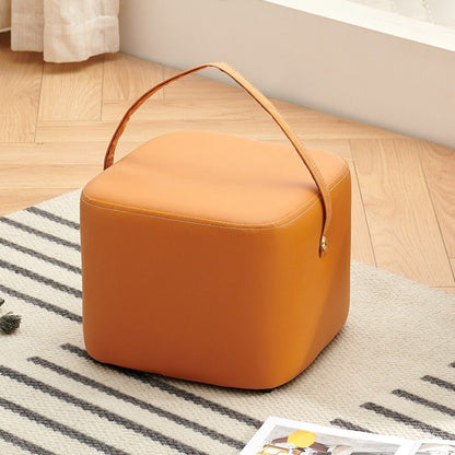 Modern Minimalist Square Solid Wood Plywood Synthetic Fabric Portable Stackable Low Stool For Living Room