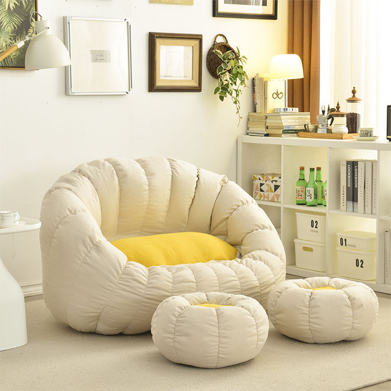 Modern Minimalist Round Ellipse Snowflake Velvet Fine Cotton Velvet EPS Lazy Sofa Backrest Footrest For Living Room