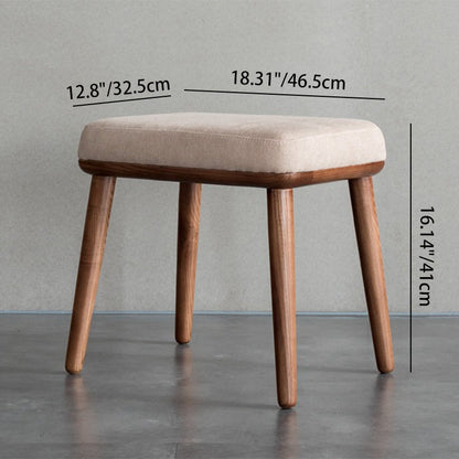 Modern Minimalist Square Rectangular Ash Wood Cotton-linen Accent Chair Backrest Armrest For Living Room