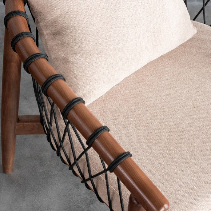 Modern Minimalist Square Rectangular Ash Wood Cotton-linen Accent Chair Backrest Armrest For Living Room