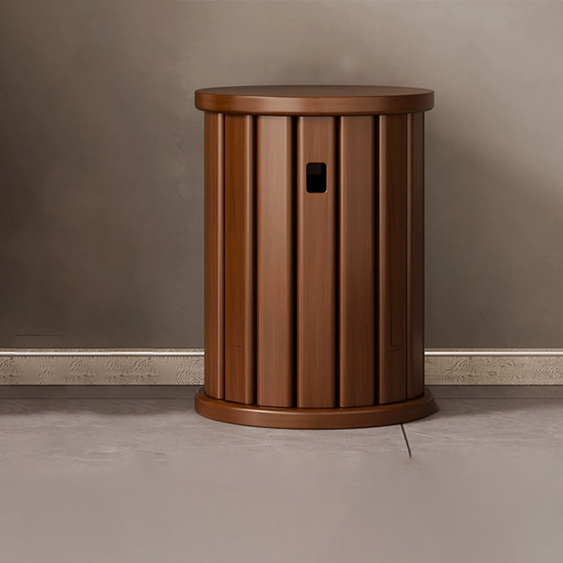 Traditional Chinese Round Rubberwood Storage Stackable Movable Low Stool Set For Living Room