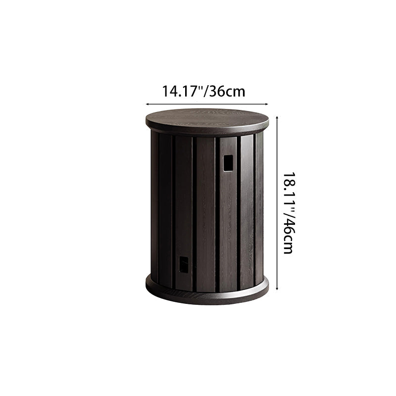 Traditional Chinese Round Rubberwood Storage Stackable Movable Low Stool Set For Living Room