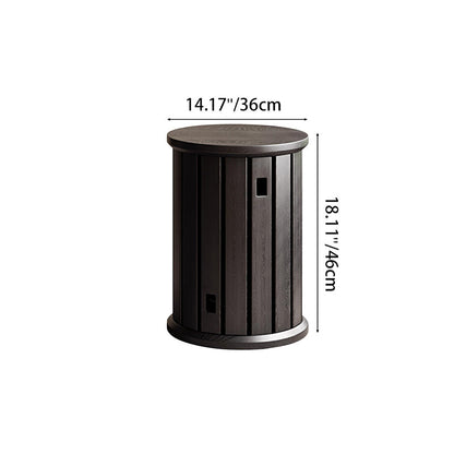 Traditional Chinese Round Rubberwood Storage Stackable Movable Low Stool Set For Living Room