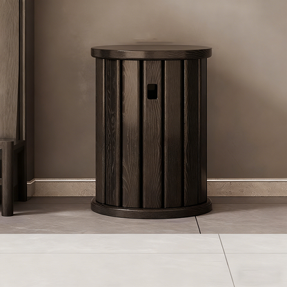 Traditional Chinese Round Rubberwood Storage Stackable Movable Low Stool Set For Living Room