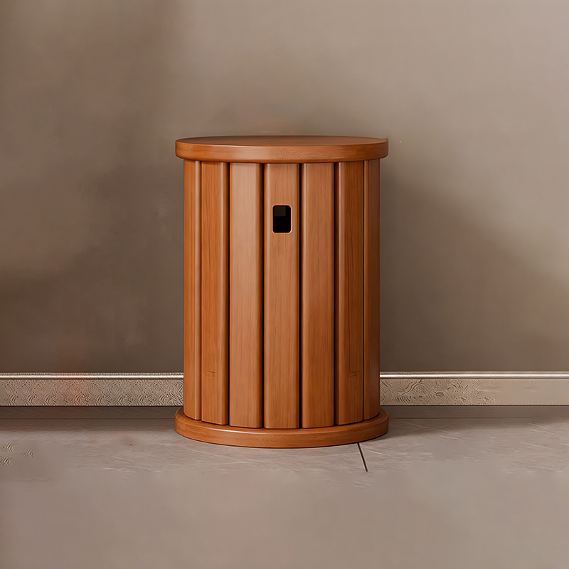 Traditional Chinese Round Rubberwood Storage Stackable Movable Low Stool Set For Living Room