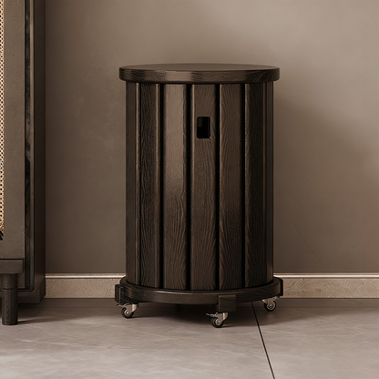 Traditional Chinese Round Rubberwood Storage Stackable Movable Low Stool Set For Living Room